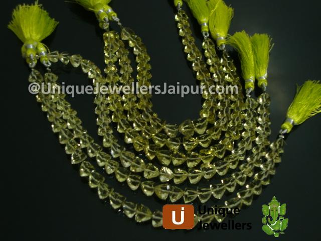 Lemon Quartz Faceted Trillion Beads